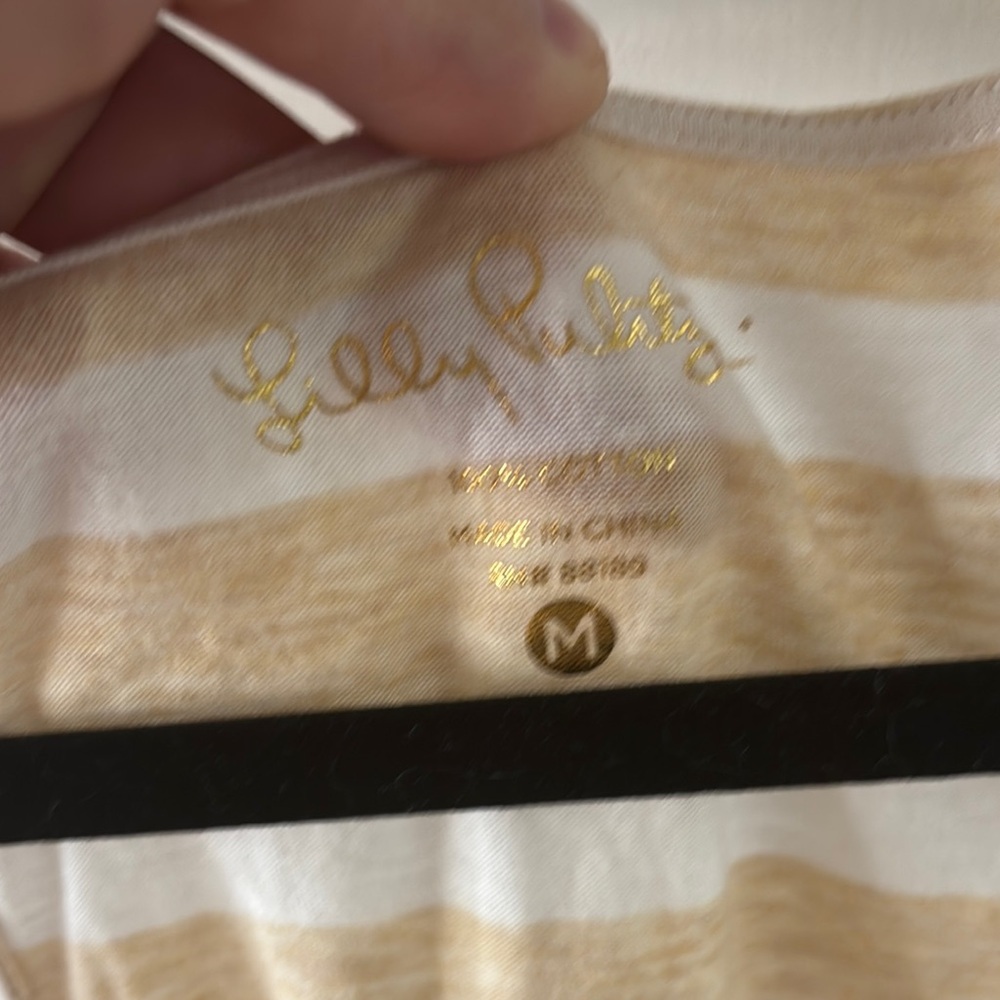 Lilly Pulitzer Beige and White Striped Dress sz M - Picture 4 of 11